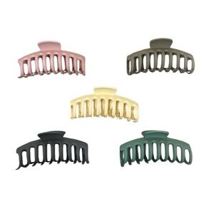 Set of 5 Solid Color Claw Clips (Pink, Beige, Cream, Blue, Green)